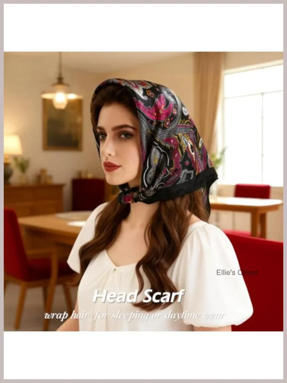 Silk Head Scarf Women 35 inch Satin Hair Wraps Sleeping Bandana Neck Scarf 4